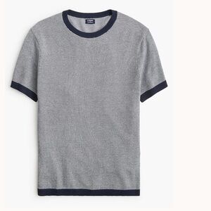 J crew Bird's-eye cotton sweater-tee Navy Ivory Birdseye Cbo
